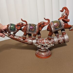 Decorative Elephant Figurine with Silver Accents